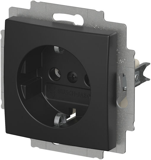 Busch-Jaeger Single Power Socket with Key Black