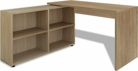 Γωνιακό Γραφείο με Βιβλιοθήκη 130x60x75εκ. Καφέ