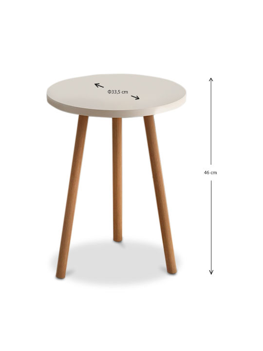 Round Side Table Roma Wooden Cream L33.5xW33.5xH46cm