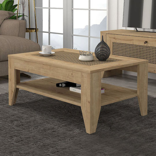 Rectangular Central Coffee Table Madura Wooden Beige W90xL60xH40cm