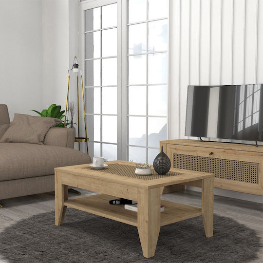 Rectangular Central Coffee Table Madura Wooden Beige W90xL60xH40cm