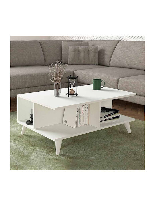 Masa Centrală Rectangulară Sedra Din Lemn Alb L90xL60xÎ38.6cm