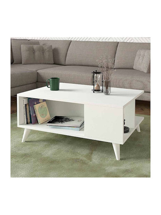 Masa Centrală Rectangulară Sedra Din Lemn Alb L90xL60xÎ38.6cm