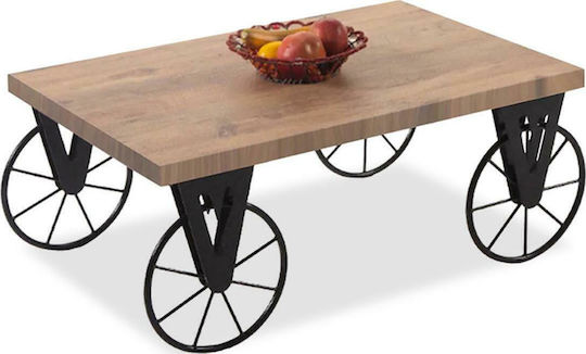 Central Coffee Table Bike with Wheels Black-Walnut