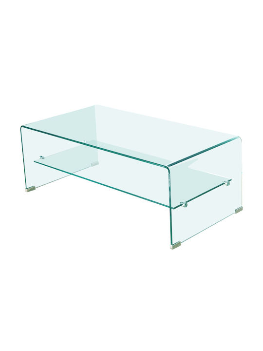 Ορθογώνιο Κεντρικό Τραπεζάκι Crystal Shelf Γυάλινο Γυαλί Μ100xΠ50xΥ43εκ.