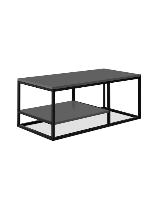Rechteckiger Zentral Kaffeetisch Kane Holz Anthrazit M106xL50xH42cm