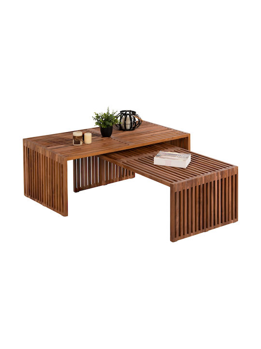 Rectangular Central Coffee Table Nya Made of Solid Wood Natural W116xD60xH46.5cm