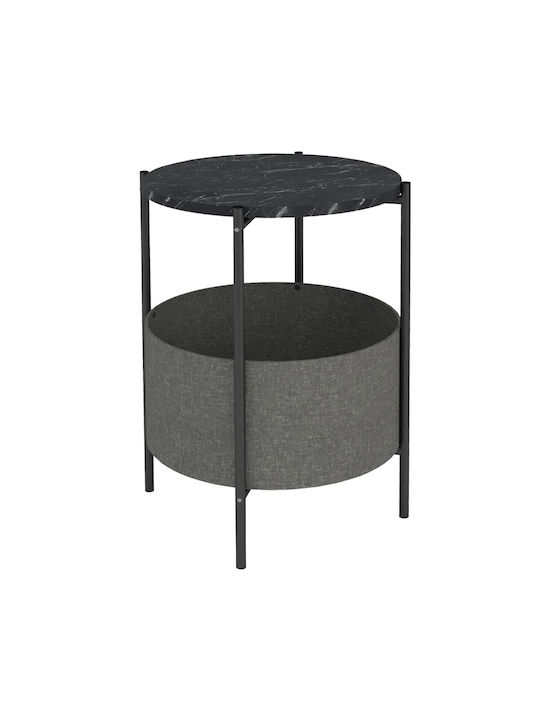 Round Side Coffee Table Kalid Wooden Black / Grey W43xL43xH60cm