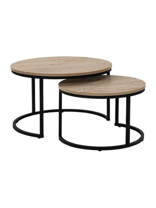 Round Zigon Set Mino Wooden Black 2 Pieces W74xL74xH59cm
