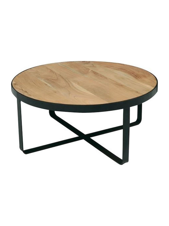 Round Central Oven Coffee Table Made of Solid Wood Beige W80xL80xH35cm EA7010