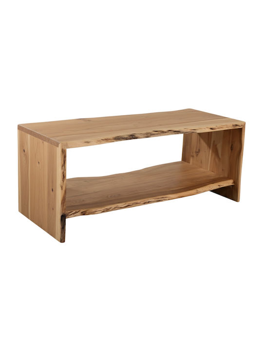 Masa De Cafea Centrală Rectangulară Din Lemn Masiv Bej L110xL60xÎ45cm