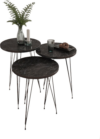 Rund Beistelltisch Nissa Holz Black Marble-black B33xT33xH56cm