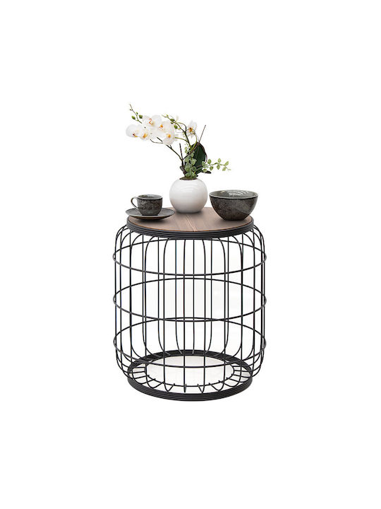 Round Side Table Muller Wooden Black / Walnut M35xW35xH47cm GP030-0038