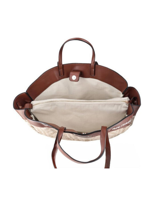 Fabric Women's Shopper Bag Beige