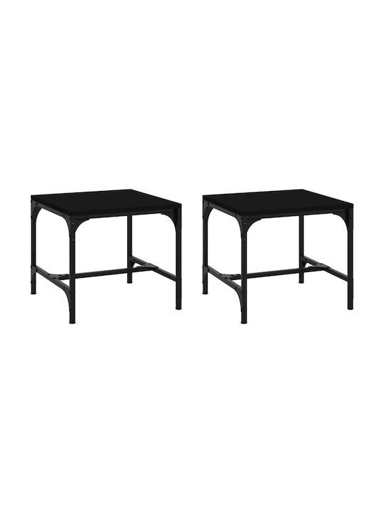 Round Metal Side Table Black 2 Pieces M40xL40xH35cm