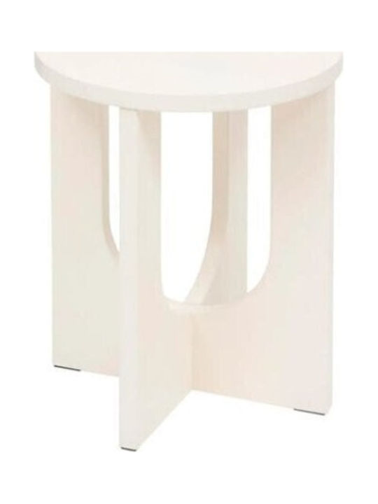 Στρογγυλό Βοηθητικό Τραπεζάκι Ξύλινο Ivory Μ40xΠ40εκ.
