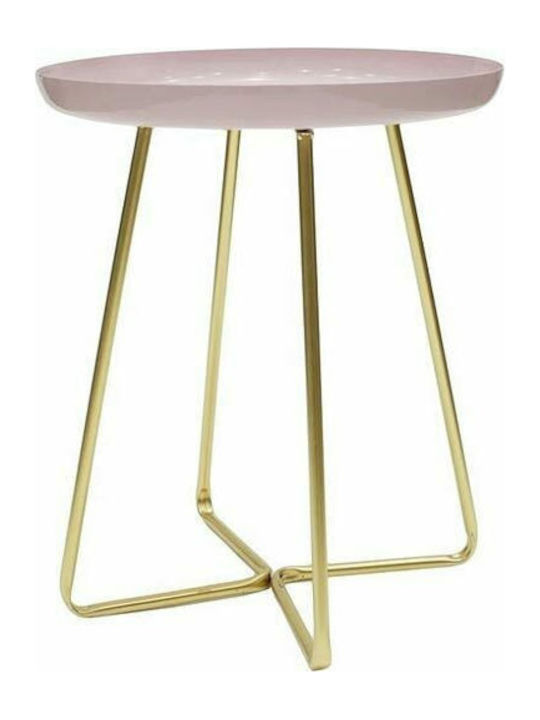 Round Side Table Metal Pink / Gold M40xL40xH48.5cm