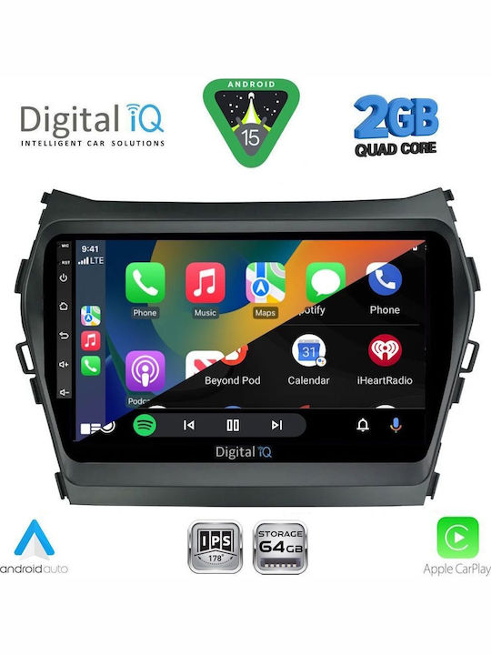 Digital IQ Car Audio System for Hyundai iX45 / Santa Fe 2013-2017 (Bluetooth/USB/WiFi/GPS/Apple-Carplay/Android-Auto) with Touch Screen 9"