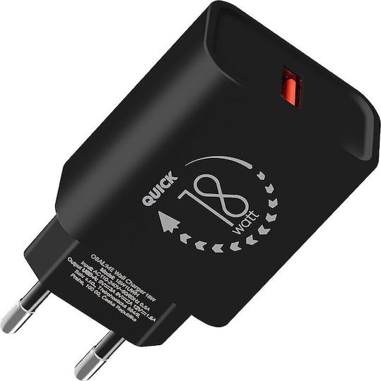 Obal:Me Wireless Charger with USB-A Port 18W Quick Charge 3.0 Black (18W1UBL)