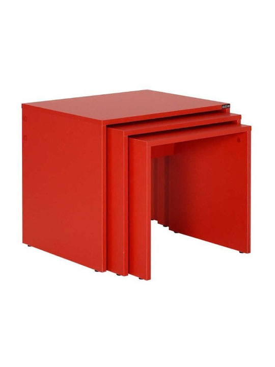 Set Zigon Rectangular Din Lemn Roșu 3 Buc M55xL40xH47cm