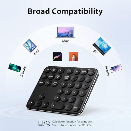 iClever IC-KP11 Tastatură Numerică Fără Fir Bluetooth Gri