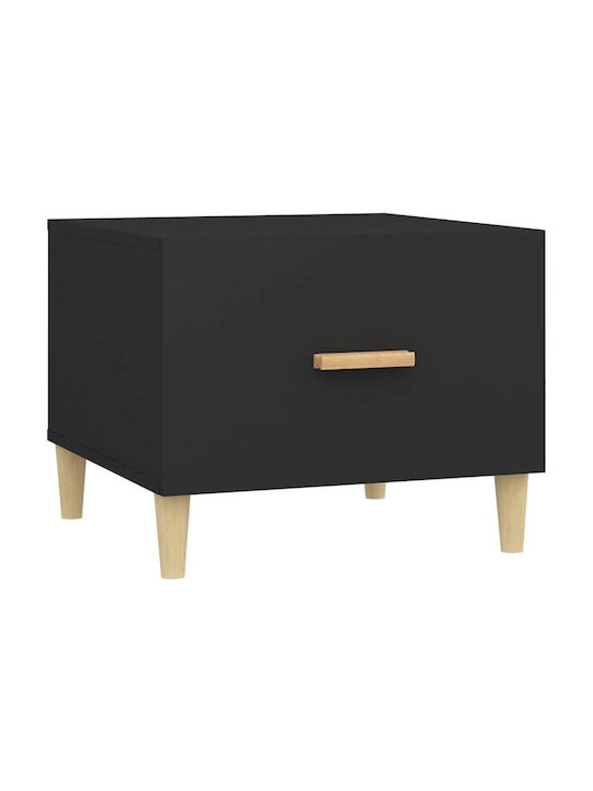 Square Side Table Wooden with Drawers Black M50xL50xH40cm