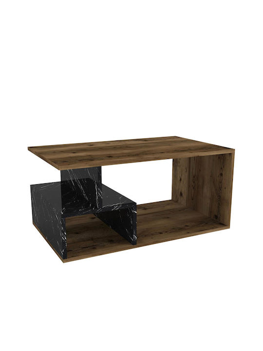 Rectangular Central Coffee Table Drake Wooden Walnut / Black M90xW54xH42cm