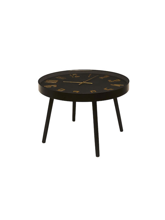 Round Side Coffee Table Made of Black Solid Wood W70xL70xH50cm