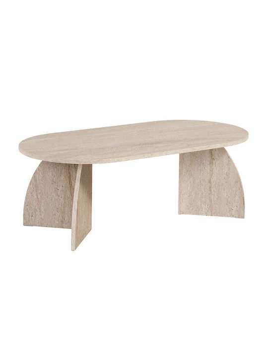 Οβάλ Κεντρικό Τραπεζάκι Melina από Μασίφ Ξύλο Travertine Beige Μ120xΠ60xΥ40εκ.