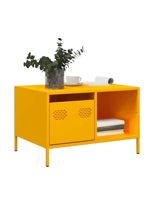 Rectangular Central Metal Coffee Table with Drawers Yellow Mustard W68.5xL50xH43.5cm