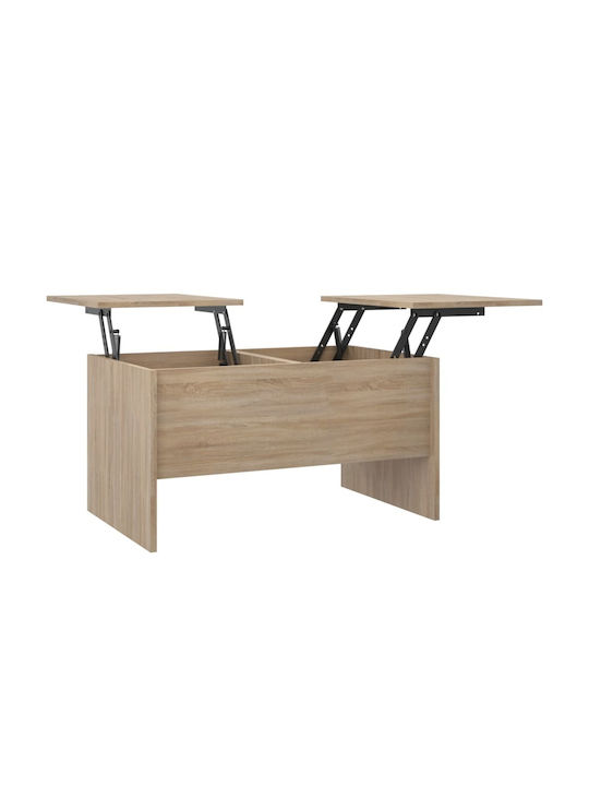 Rectangular Central Wooden Coffee Table with Lifting Mechanism Beige W80xD50xH42.5cm