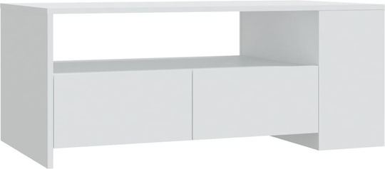 Rechteckiger Zentraler Kaffeetisch Aus Holz mit Schubladen Weiß M102xB55xH42cm