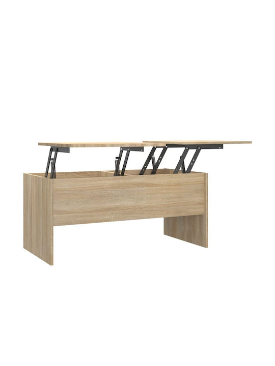 Sonoma Eiche Rechteckiges Zentral Kaffeetisch mit Hebemechanismus M102xBreite50.5xHöhe46.5cm