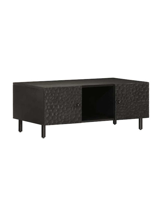Rectangular Central Coffee Table Made of Solid Wood Black 100x54x40 cm