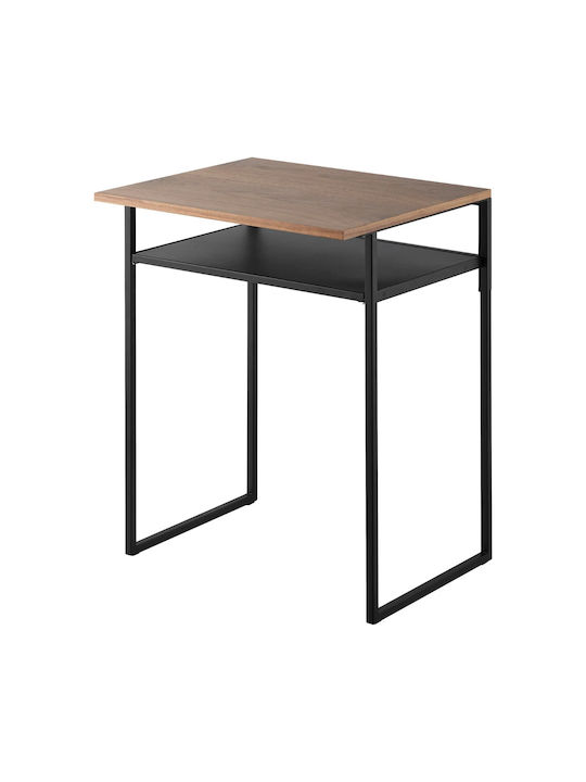 Rectangular Side Table Metal Black/brown L53xW45.2xH66cm.