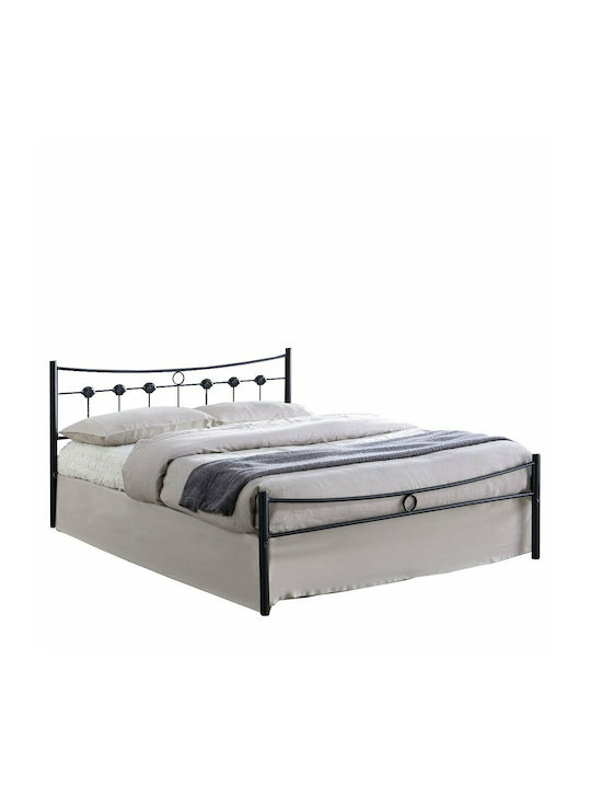 Dugan Pat Dublu Metalic Negru Potrivit Pentru Saltea 150x200cm E8069