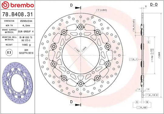 Brembo Front Brake Disc for Yamaha Tracer 9 / XSR 900