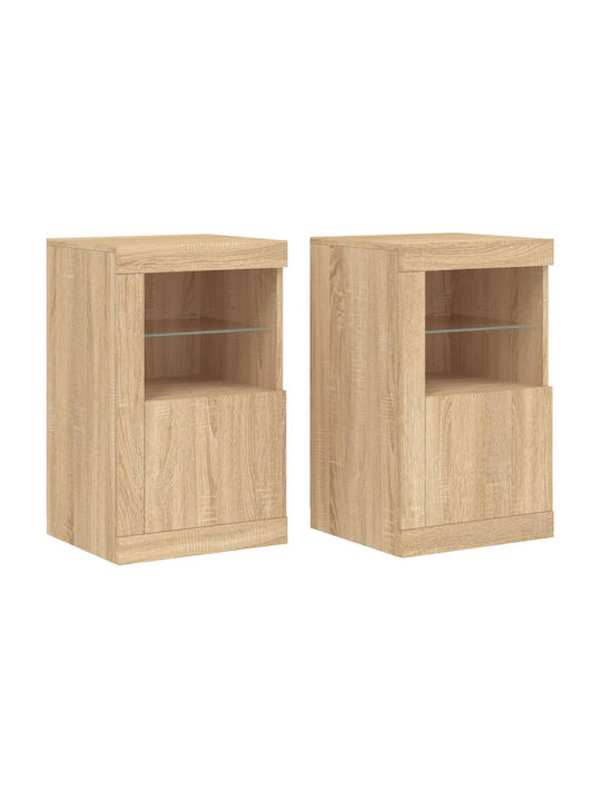 Rectangular Side Table Wooden Beige 2 Pieces W37xD41xH67 cm