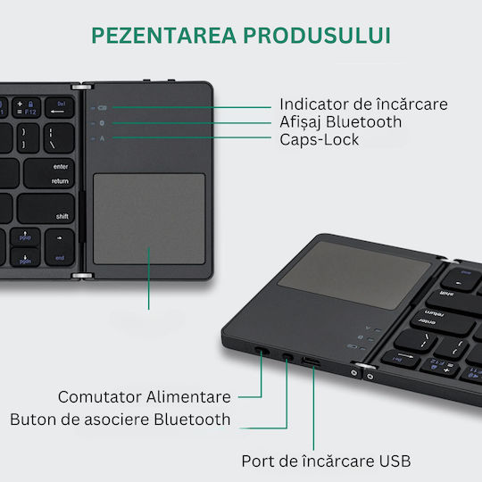 DB-0022 Tastatură Wireless Bluetooth cu Touchpad Engleză SUA