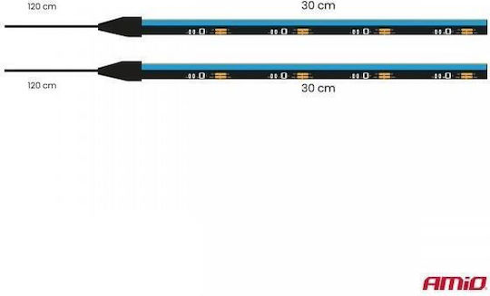 Benzi Laterale LED Auto Albastre 2x30cm 12V Amio-04578