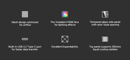 Zalman I3 Neo V2 RGB Gaming Midi Tower Κουτί Υπολογιστή με Πλαϊνό Παράθυρο Μαύρο
