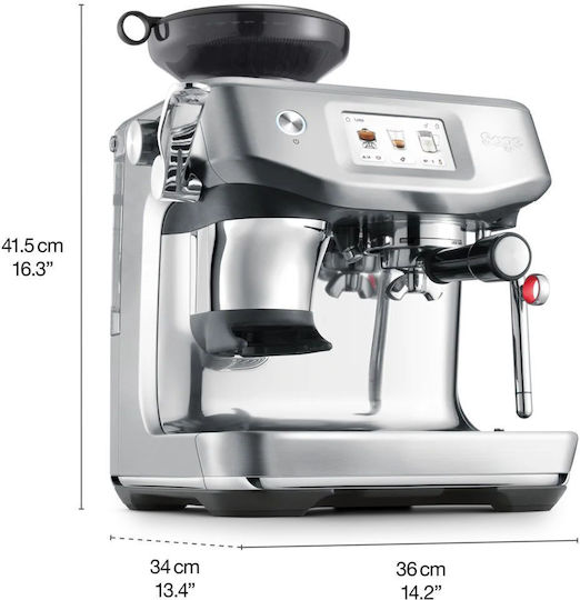 Sage Barista Touch Impress Αυτόματη Μηχανή Espresso 1700W Πίεσης 15bar με Μύλο Άλεσης Πράσινη