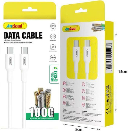 Andowl USB 2.0 Cable USB-C male - USB-C 1m (Q-SJ31)