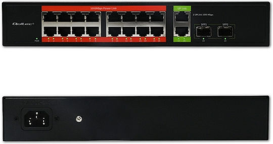 Qoltec 52292 L2 PoE Switch με 16 Θύρες Gigabit (1Gbps) Ethernet