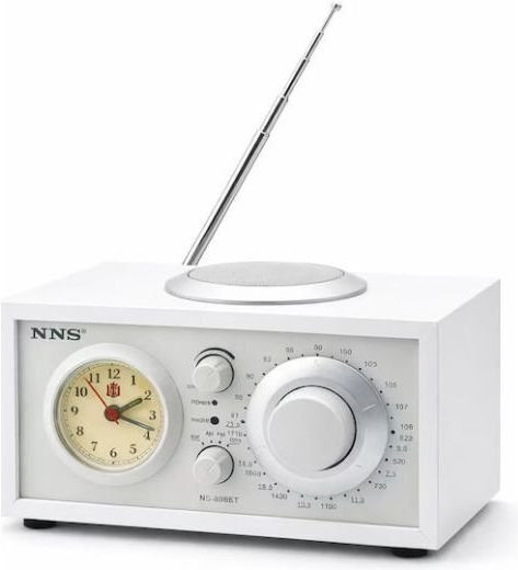 NS‑808BT-W Retro Φορητό Ραδιόφωνο Επαναφορτιζόμενο με Bluetooth και USB Λευκό