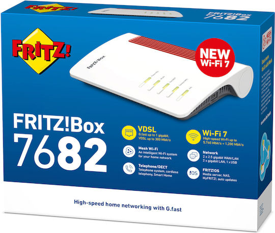 AVM FRITZ!Box 7682 Wireless VDSL2 Modem Router Wi‑Fi 7 with 2 Ports