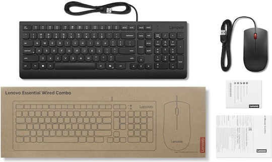 Lenovo Essential Комплект клавиатура и мишка Английски US Черен