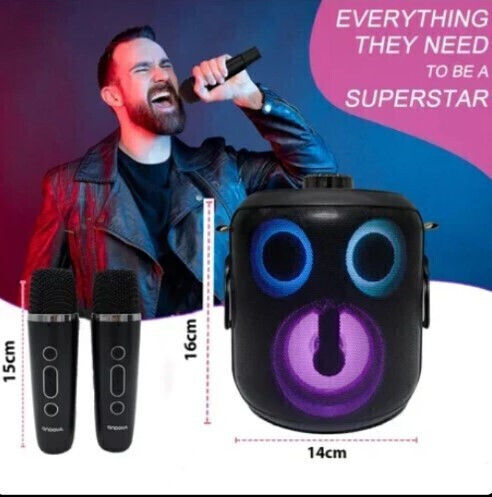 Andowl Ηχείο Karaoke με Ασύρματα Μικρόφωνα και Εφέ Φωτισμού Qyx2560 Q-YX2560 Κόκκινο
