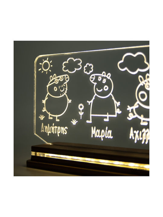 World of Wood Led Kids Decorative Lamp Peppa Family Multicolor 23x13cm