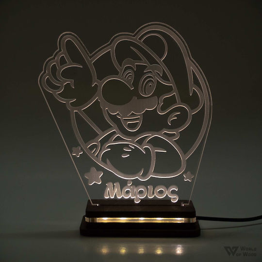 World of Wood Led Kids Decorative Lamp Super Mario White 18x16cm
